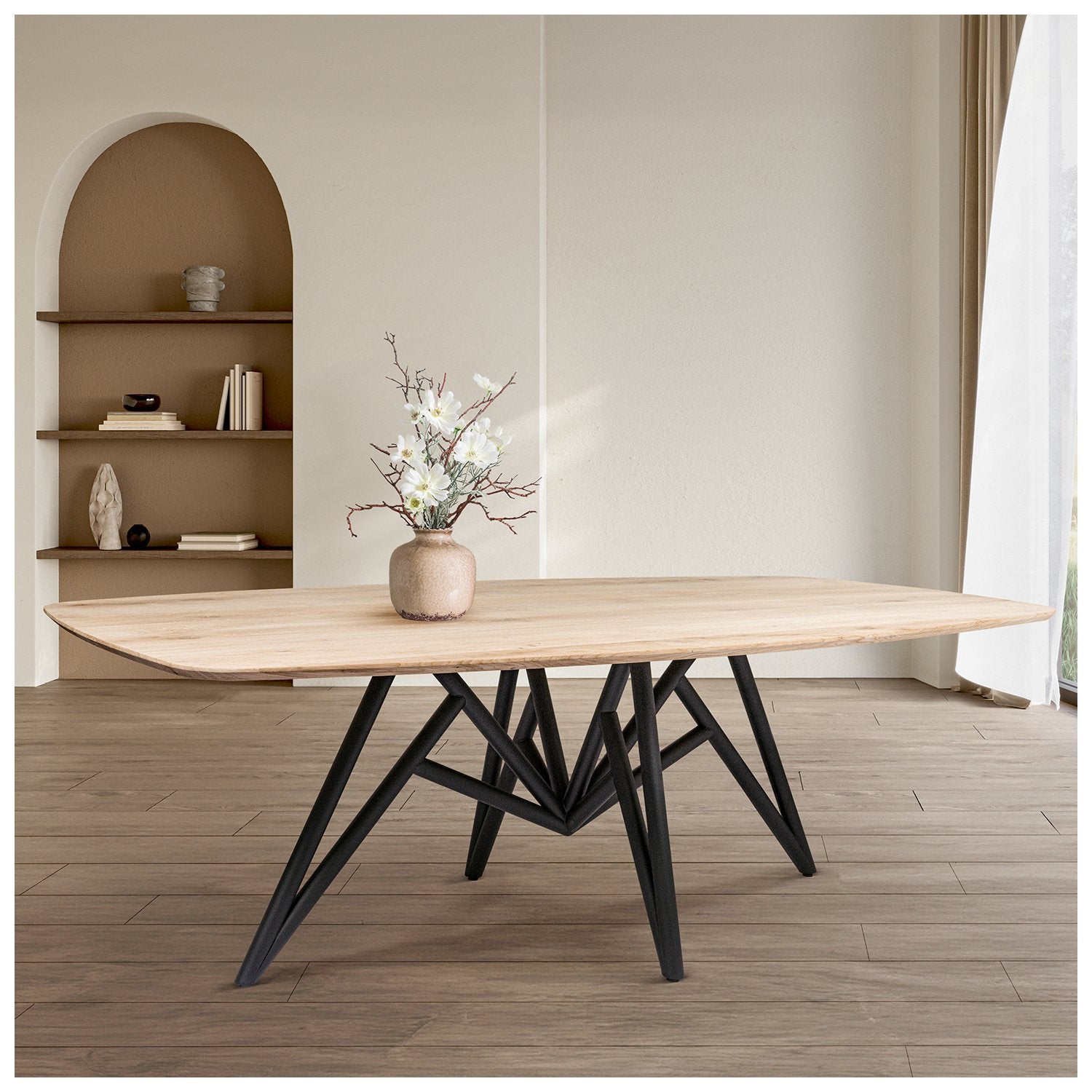 Stalen Matrix Tafelpoot Spider 160 bij 70 cm en hoogte 74 cm (koker 4x4 cm) - Amaze Living